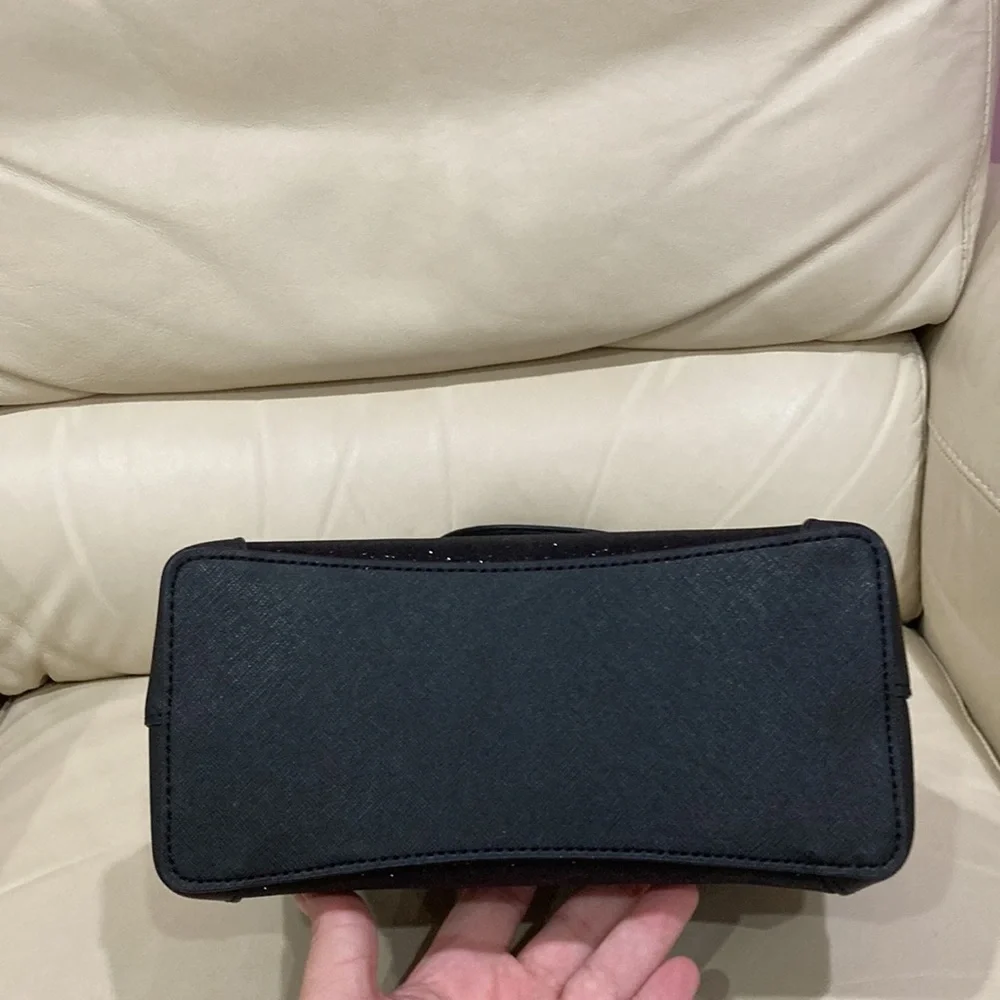 Kate Spade Black Glitter Sparkle Shimmy Fabric Satchel Purse Bag - Picture 12 of 13